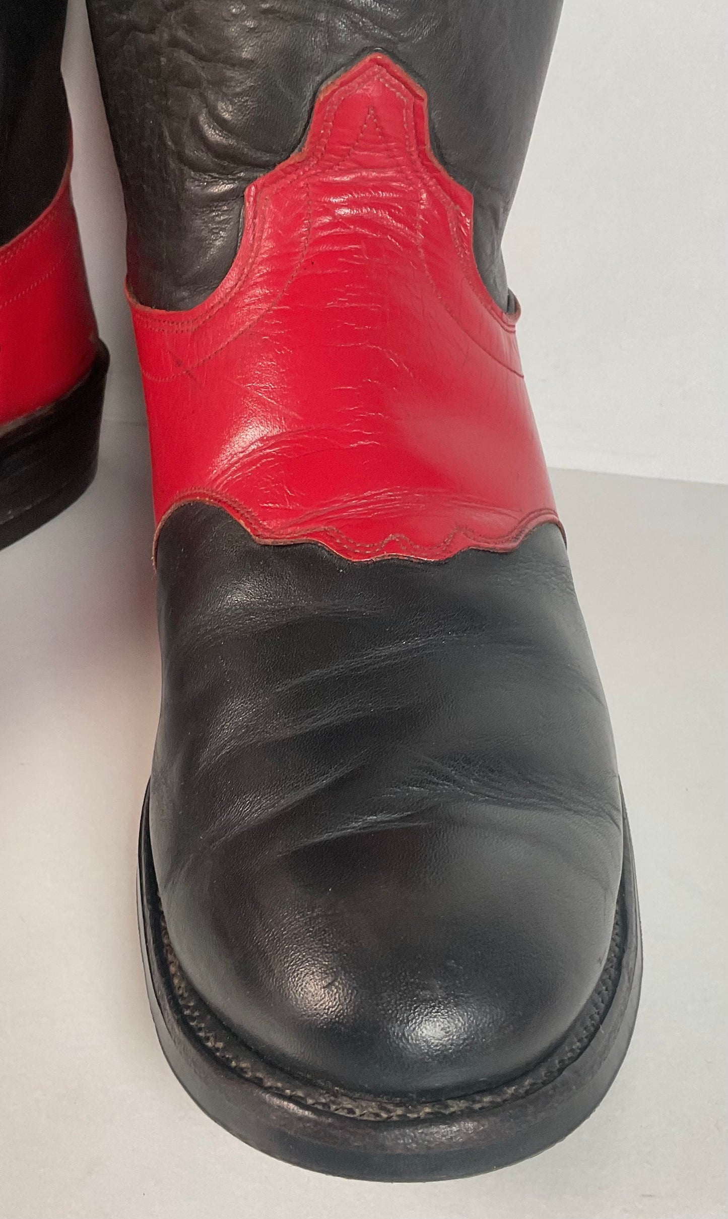 Olathe Western Roper Boots | Red & Black Calf | USA Made | Men’s 9 D