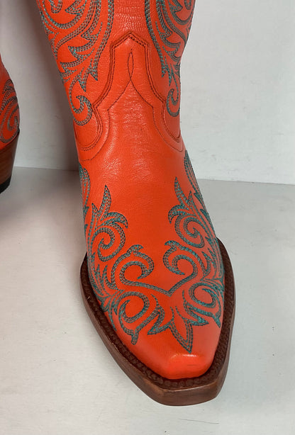 Allen’s Azulado Cowgirl Boots | Bright Orange | Women’s 7 B