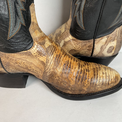 Vintage Tony Lama Natural Lizard Cowboy Boots 8.5 D USA Made
