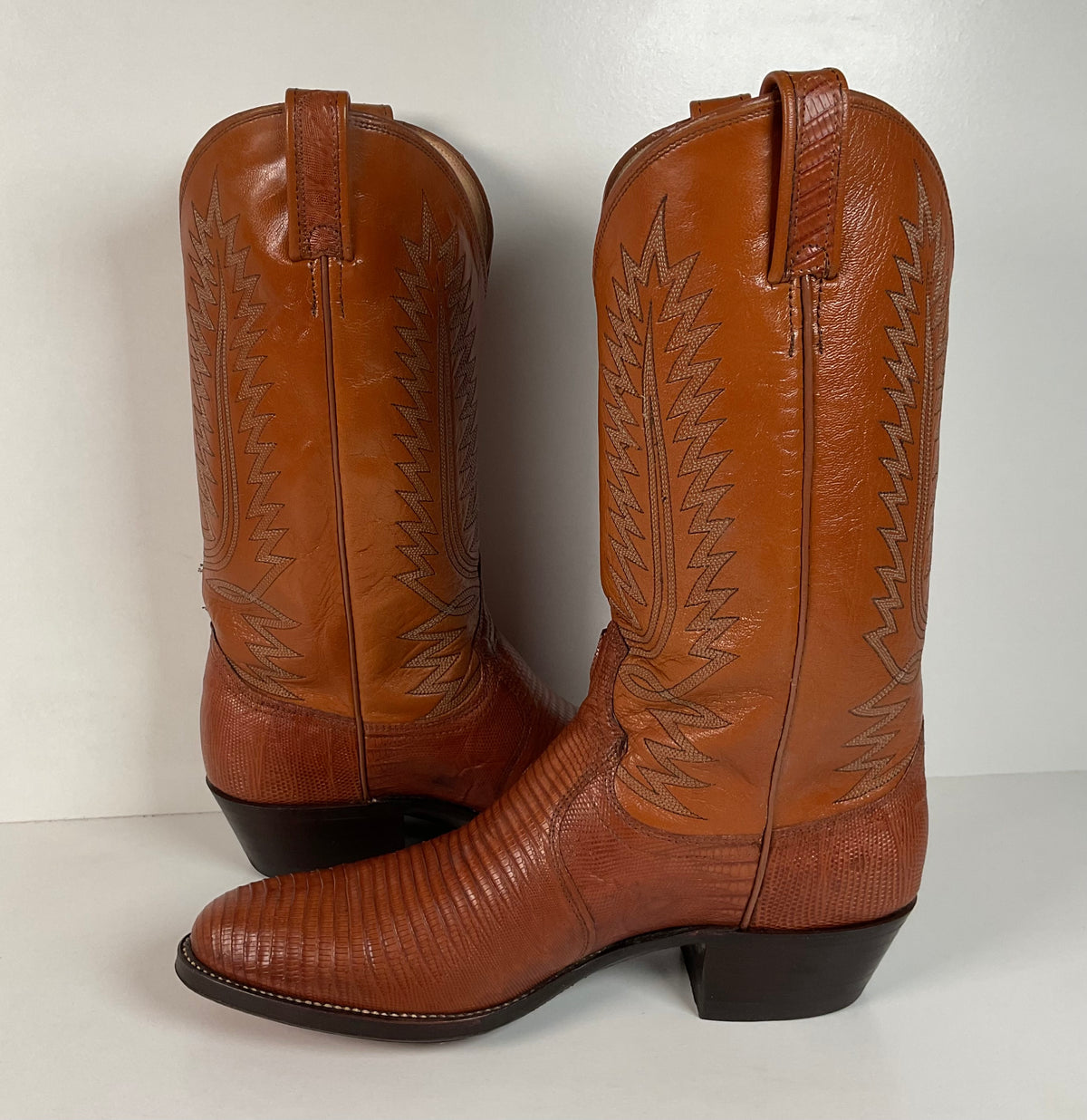 Vintage Dan Post Teju Lizard Cowboy Boots | Peanut Brittle | Men’s 10 D