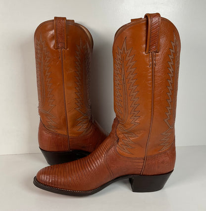 Vintage Dan Post Teju Lizard Cowboy Boots | Peanut Brittle | Men’s 10 D