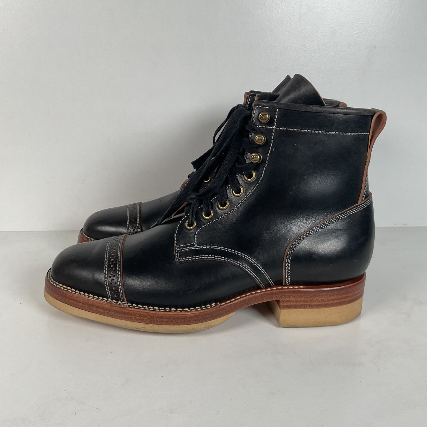 Flame Panda Cap Toe Boots | Lace Up | Custom | Men’s 9.5