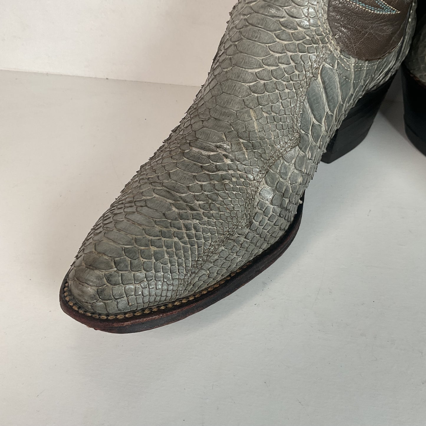 Vintage Dan Post Grey Python Cowgirl Boots 8 C USA Made