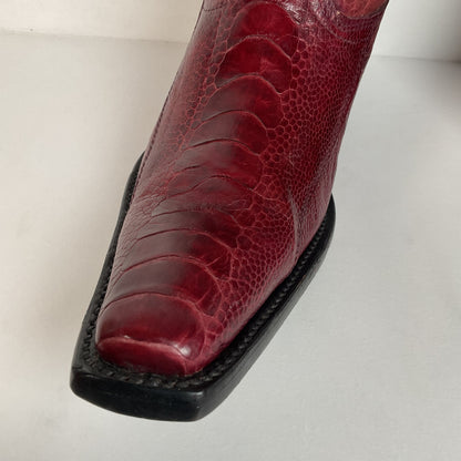 Montana Ostrich Leg Cowboy Boots | Exotic | Tooled Inlay | Men’s 6 | Women’s 7.5