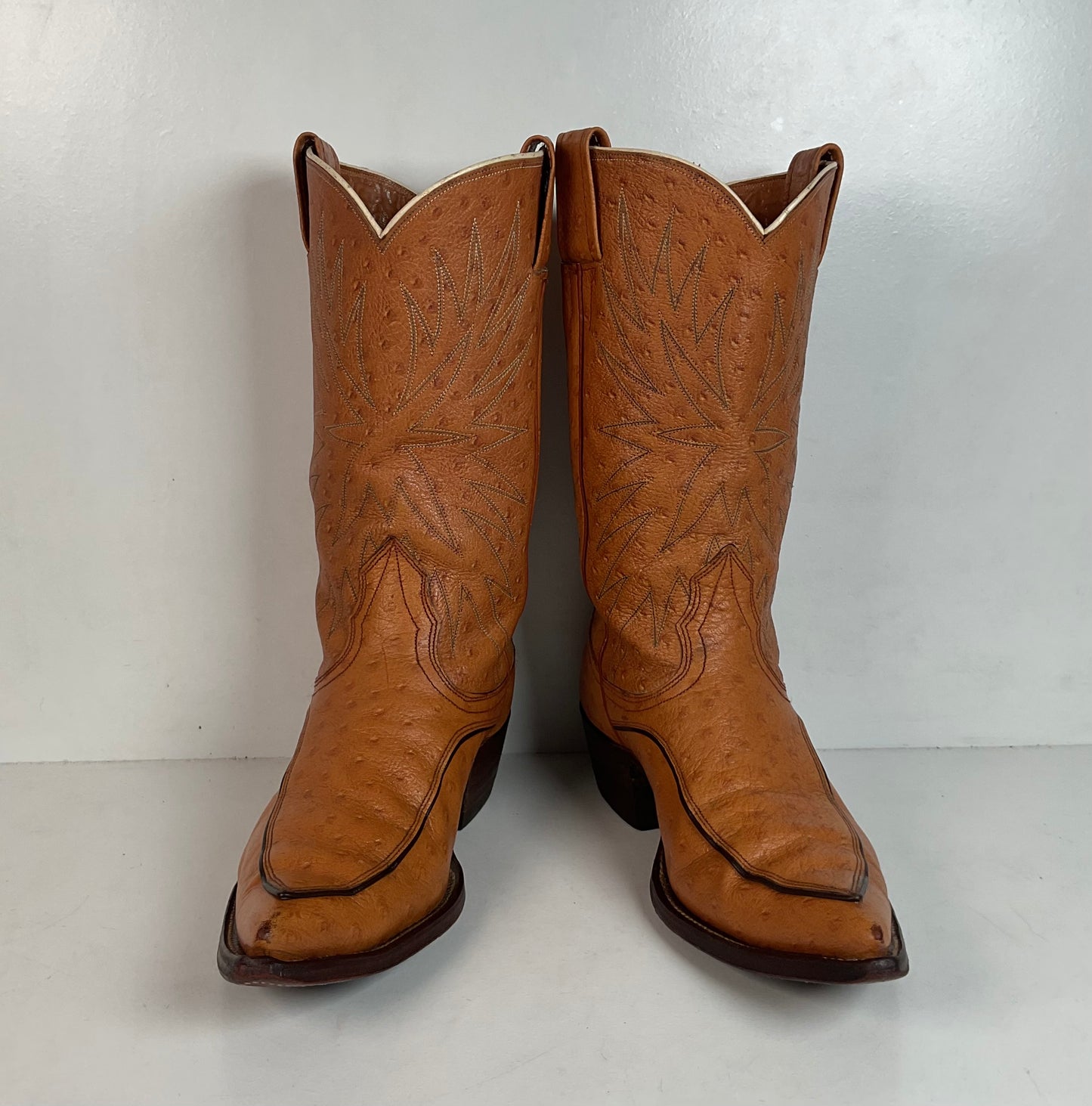 Vintage 1960s Nocona “The Astro” Cowboy Boots 9 D Full Ostrich Calf Exotic