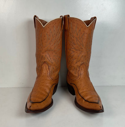 Vintage 1960s Nocona “The Astro” Cowboy Boots 9 D Full Ostrich Calf Exotic