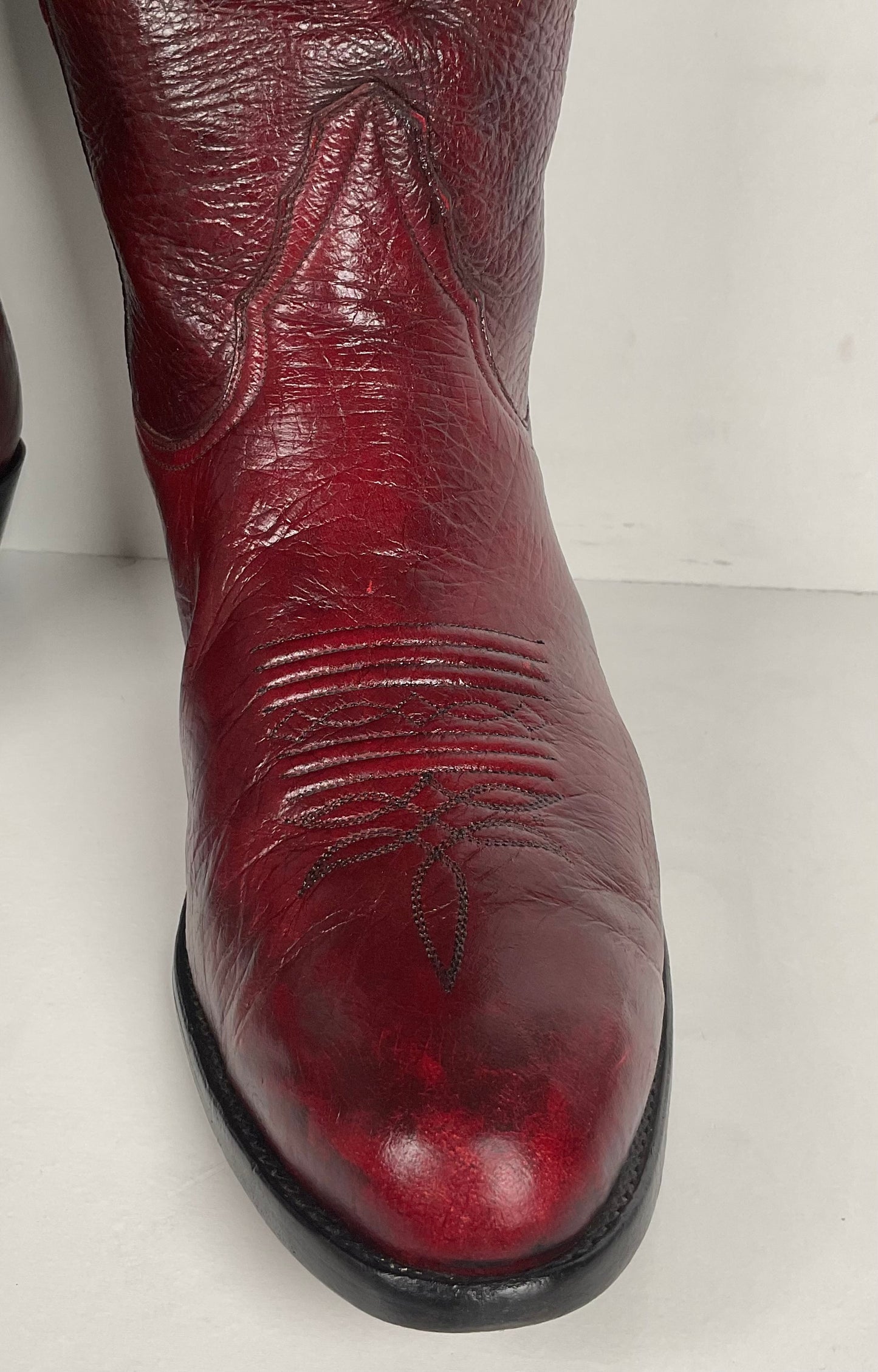 Vintage Larry Mahan Oxblood Cowboy Boots | Soft Buckskin | Men’s 10.5 EE