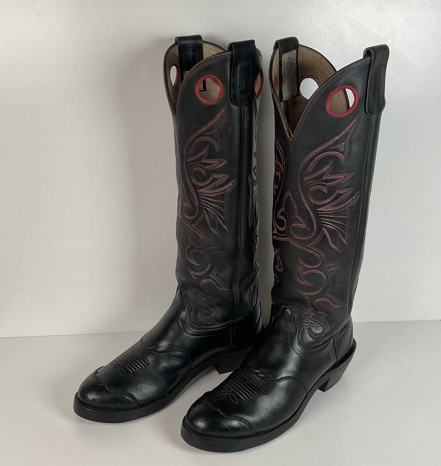 Olathe Tall Buckaroo Boots | Black | Thick Hide | USA Made | Men’s 9.5 D