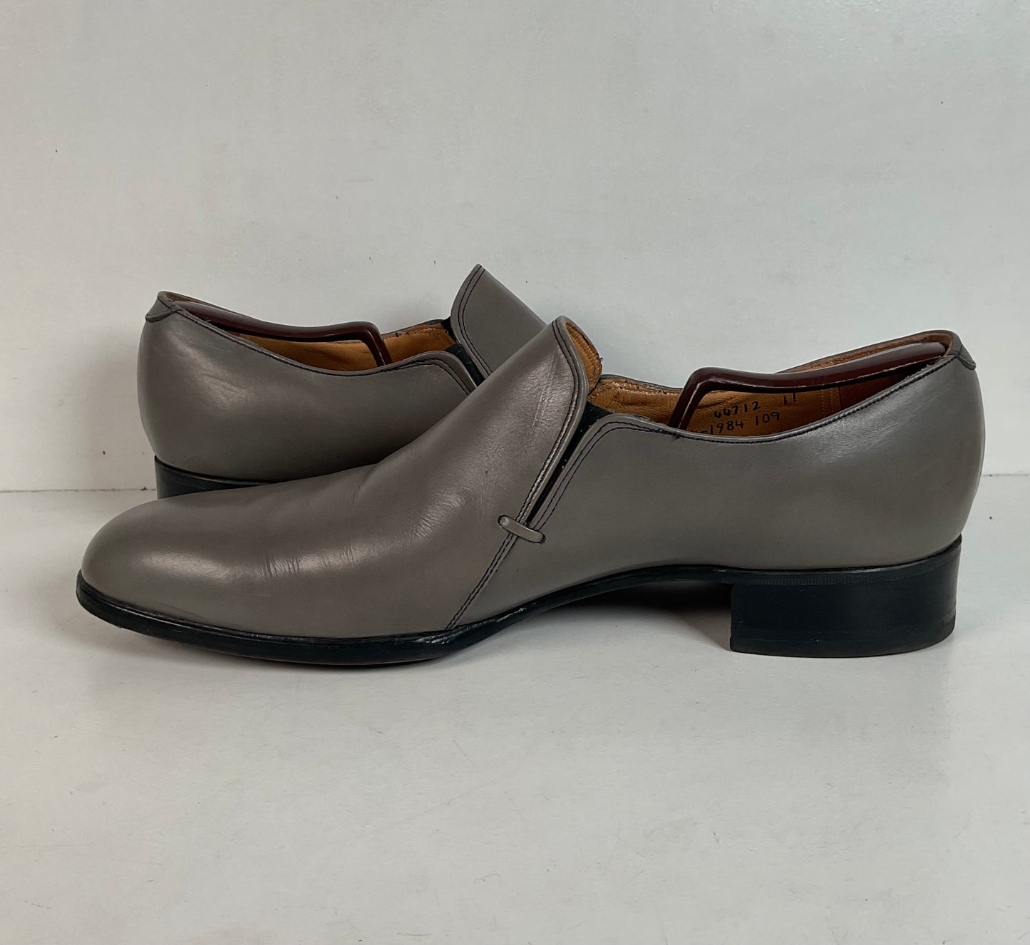Vintage Johnston Murphy Aristocraft Grey Loafers 13 D Apron Toe USA Made