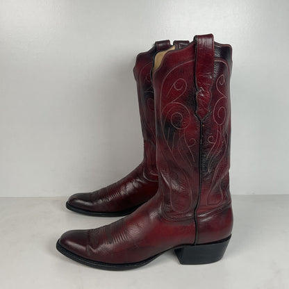Custom Black Cherry Cowboy Boots | Goat Skin | Extra Narrow | 10.5 AA