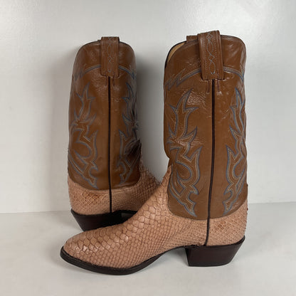 Vintage Tony Lama Python Cowboy Boots | Snakeskin | Gold Label | 10.5 D