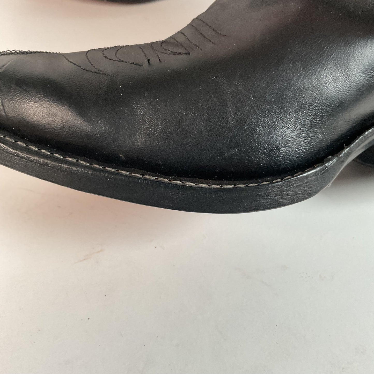 Custom Square Toe Cowboy Boots | Orange Shaft | Black Calf Vamp | Men’s 11 Wide