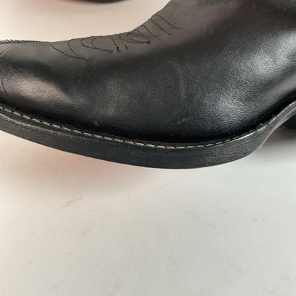 Custom Square Toe Cowboy Boots | Orange Shaft | Black Calf Vamp | Men’s 11 Wide