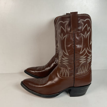 Vintage 1960s Cowtown Cowboy Boots 12 D Chocolate Brown