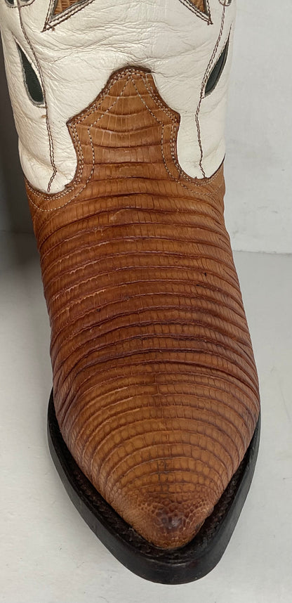 Vintage Cuadra Butterfly Cowgirl Boots | Teju Lizard | Tooled Inlays | Women’s 8
