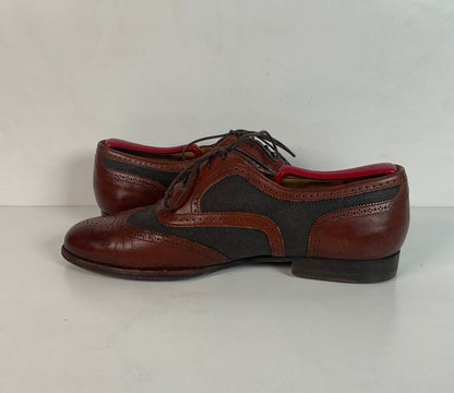 Vintage Cole Haan Ventilated Mesh Spectator Shoes 9 D Brogue Wing Tip Italy