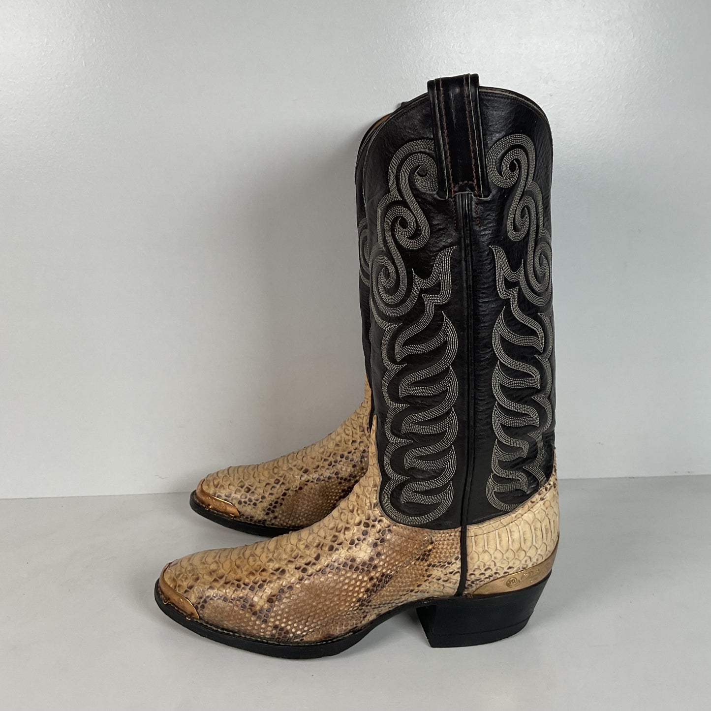 Vintage Tony Lama Python Snakeskin Cowboy Boots | Gold Label | Men’s 7.5 D