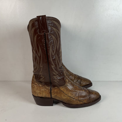 Vintage Nocona Boa Snakeskin Cowboy Boots 8 D Front Cut