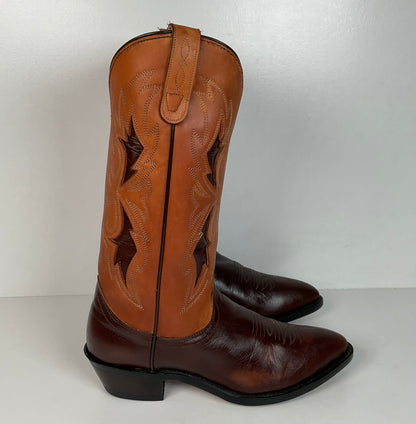 Vintage J. Chisholm Cowboy Boots | Tooled Inlays | USA Made | Men’s 8.5 D