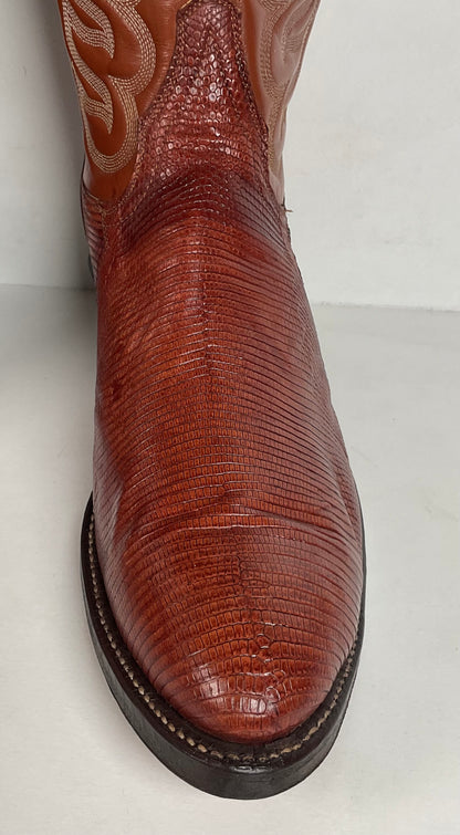 Vintage Tony Lama Teju Lizard Cowboy Boots | Gold Label | Narrow | Men’s 9.5 B