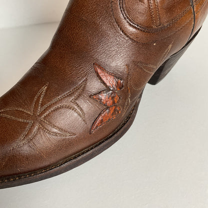 Vintage Dan Post Tulip Cowgirl Boots | Snakeskin | Men’s 8.5 | Women’s 9.5