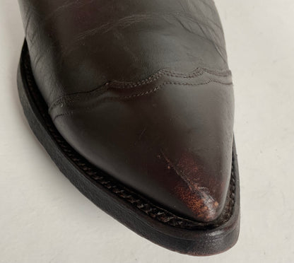 Custom Cowboy Boots | Wingtip Triad | Dark Brown Calfskin | Narrow | Men’s 9.5