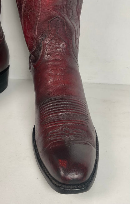 Custom Black Cherry Cowboy Boots | Goat Skin | Extra Narrow | 10.5 AA