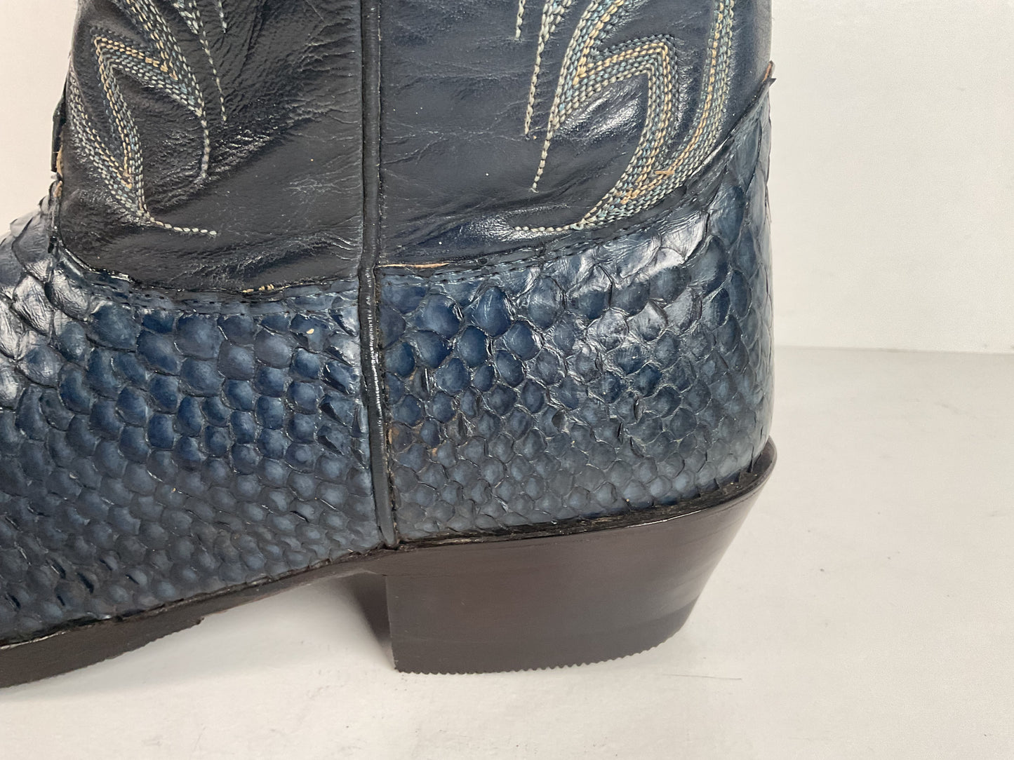 Vintage Nocona Python Snakeskin Cowboy Boots | USA Made | Royal Blue | 9 EE