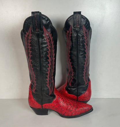 Tony Lama Tall Red Viper Snakeskin Cowgirl Boots 6 M Thieves Market