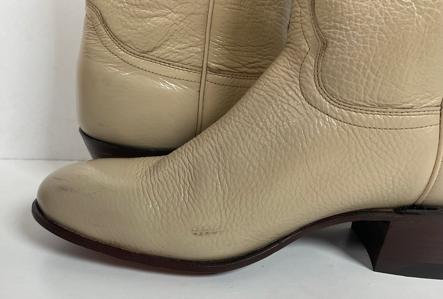 Justin Women’s Tall Bone Leather Cowgirl Boots 8 B USA Made
