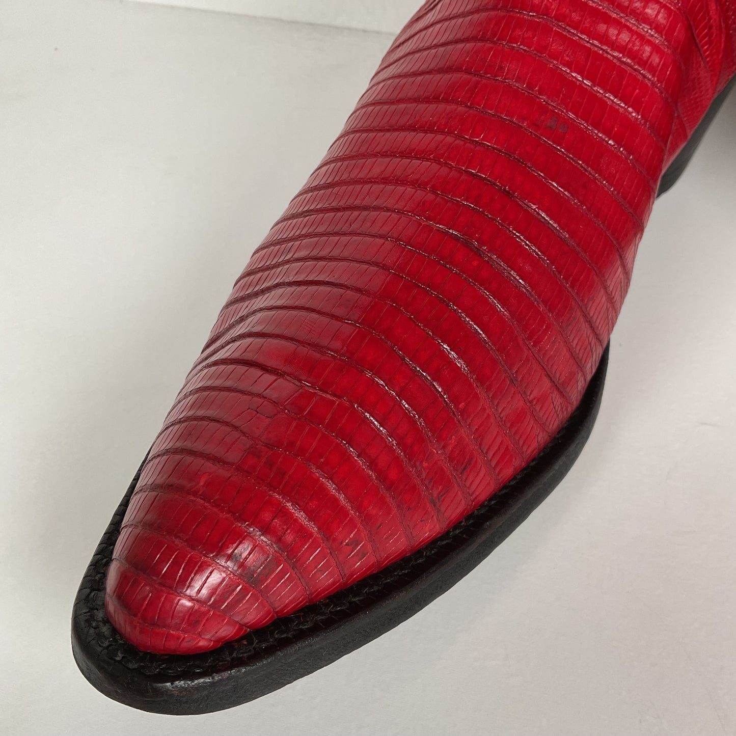 Vintage Justin Teju Lizard Cowboy Boots | USA Made | Ruby Red | Men’s 10.5 D