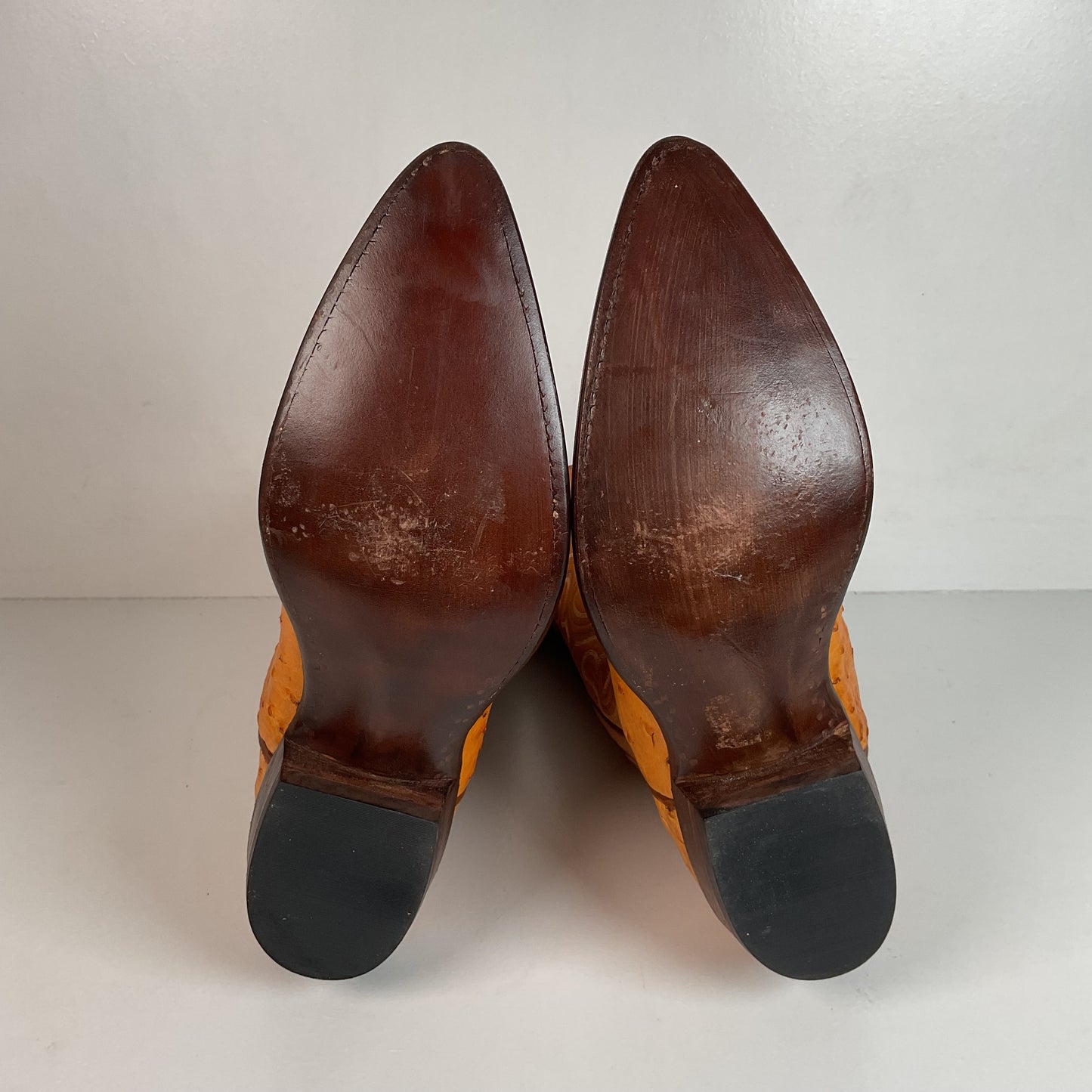 Custom Full Ostrich Quill Cowboy Boots 10 E Butterscotch Exotic