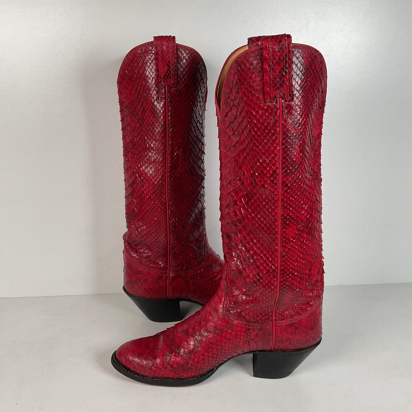 Tony Lama Full Python Cowboy Boots | Red Snakeskin | Men’s 9 | Women’s 10