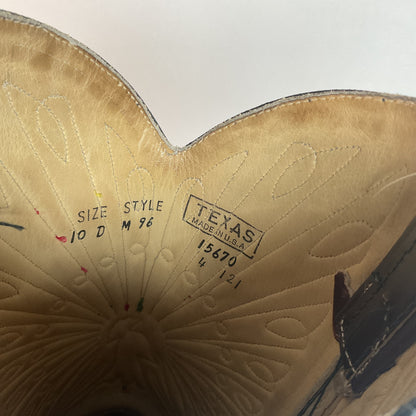 Vintage Texas Thunderbird Cowboy Boots | Rainbow Peacock | USA Made | 70s | 10 D