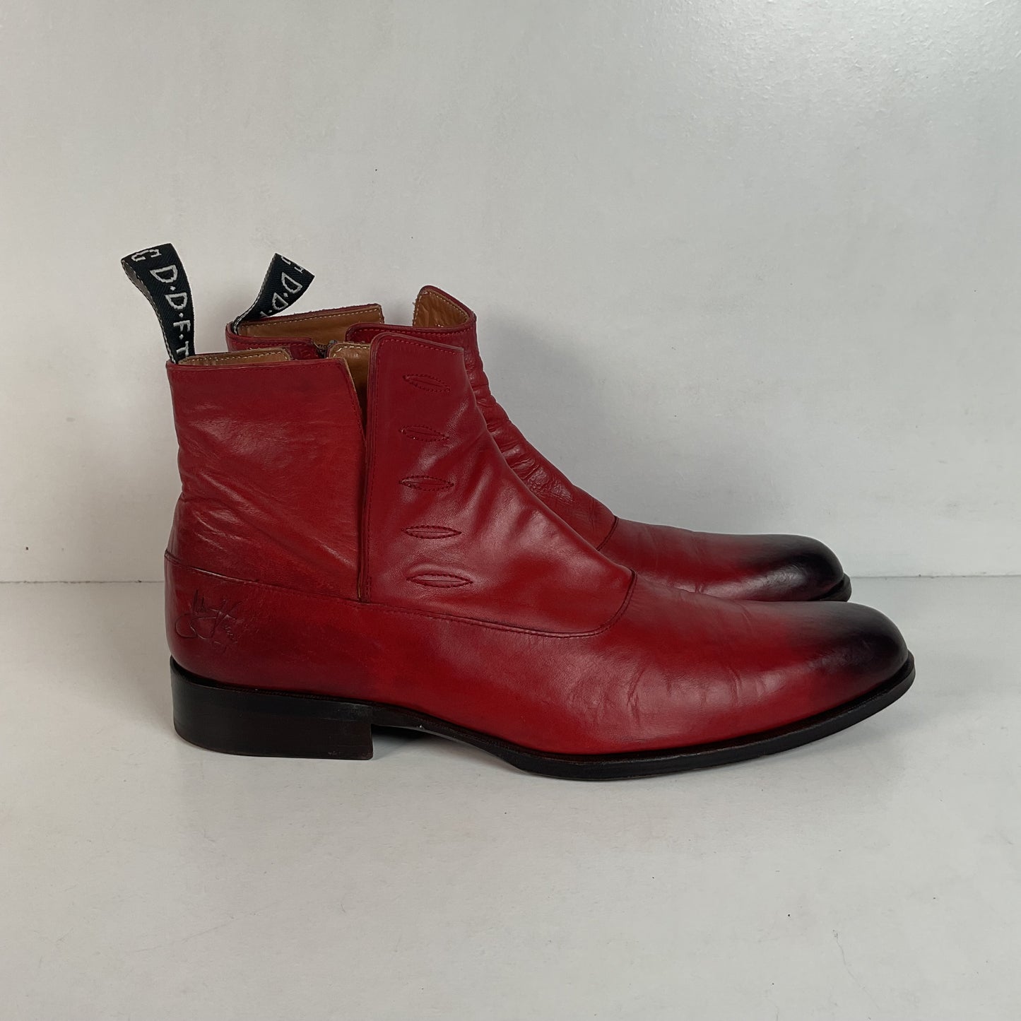 John Fluevog Twin Turbine Zipper Boot | Red Spat | Men’s 10