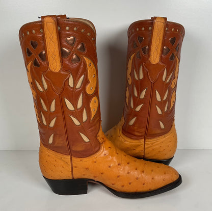 Cuadra Butterfly Cowgirl Boots | Tooled Ostrich Inlays | Exotic | Women’s 7