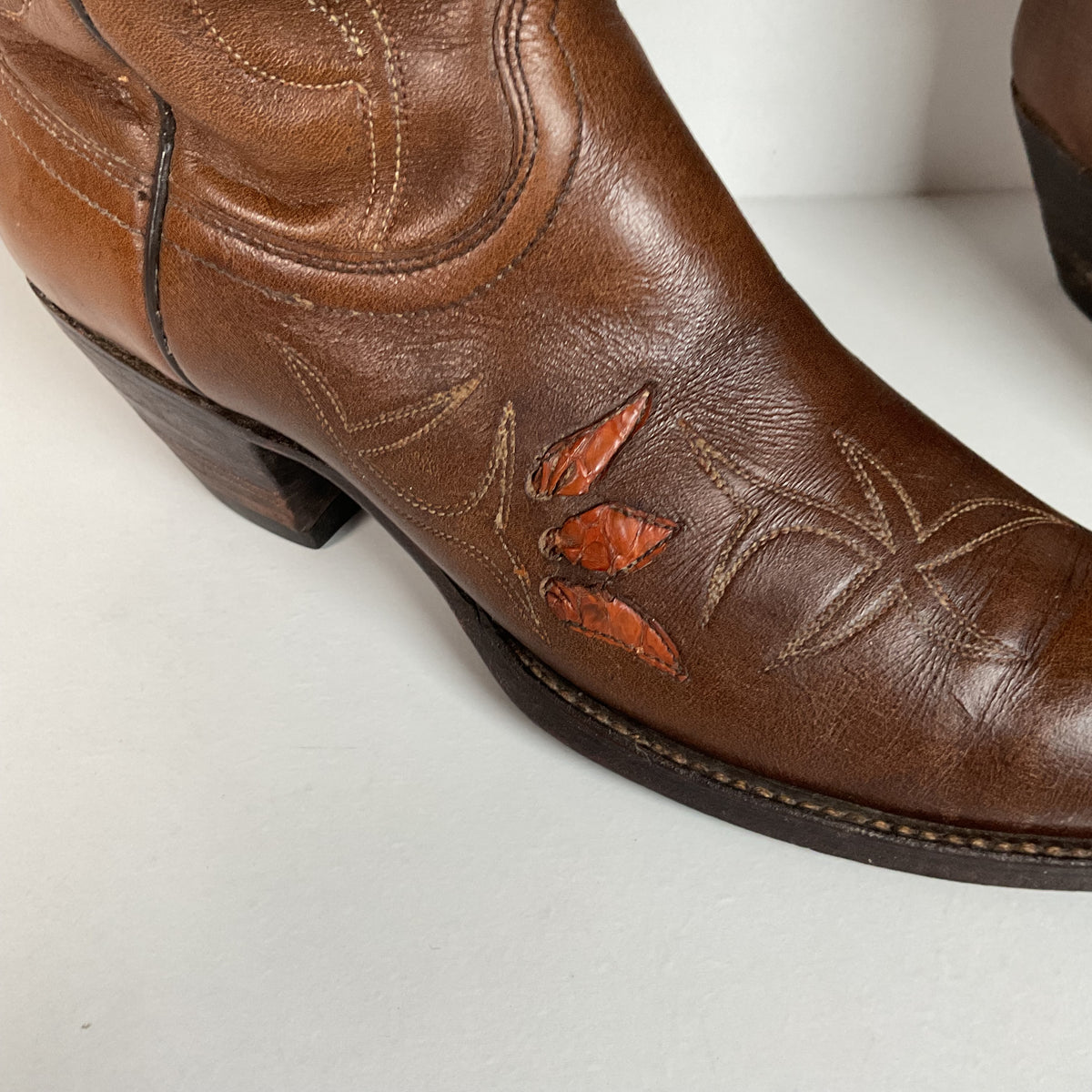 Vintage Dan Post Tulip Cowgirl Boots | Snakeskin | Men’s 8.5 | Women’s 9.5