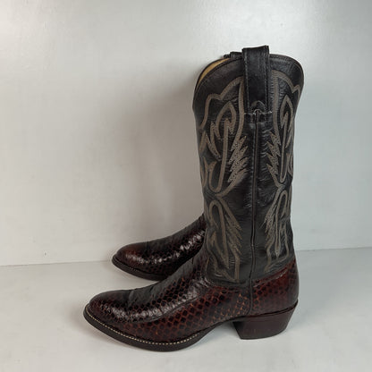 Vintage Texas Imperial Cowboy Boots 9.5 D Python Snakeskin Back Cut