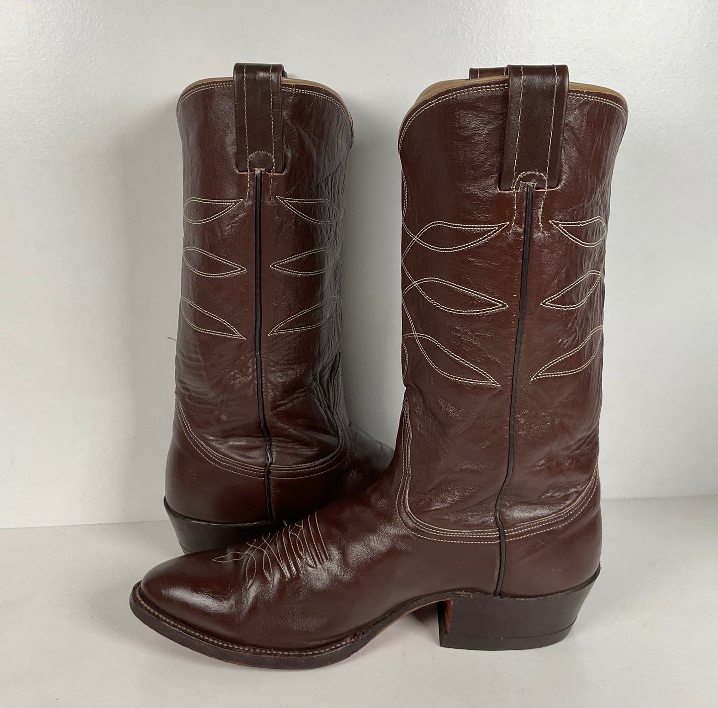 Vintage Nocona Cowboy Boots | Chocolate Calfskin | 1960s-1970s | Men’s 10 D