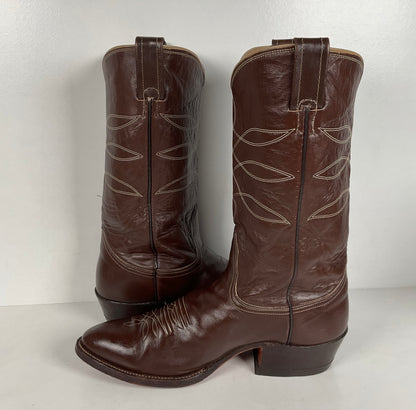 Vintage Nocona Cowboy Boots | Chocolate Calfskin | 1960s-1970s | Men’s 10 D
