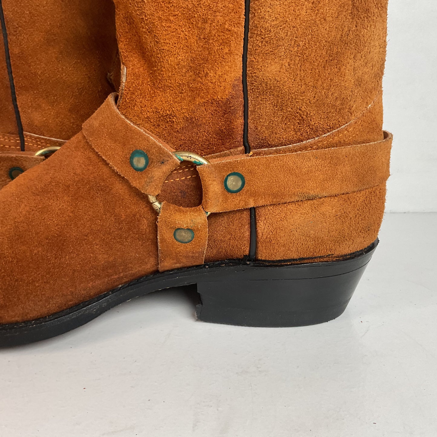 1970s Texas Suede Harness Boots 9 D USA Made Rough Out