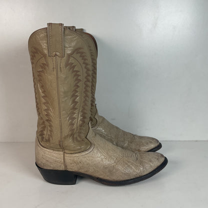 Vintage Justin Exotic Elephant Cowboy Boots 12 AA (Extra Narrow) Distressed