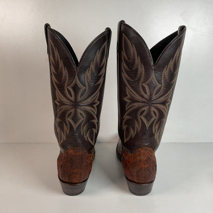 Dan Post For Code West Diamondback Rattlesnake Cowboy Boots 12 M USA Made