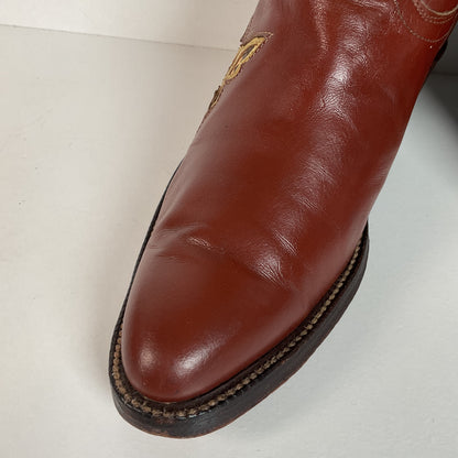 1970s Justin Butterfly Cowgirl Boots | Snakeskin Inlay | USA Made | 6.5 C