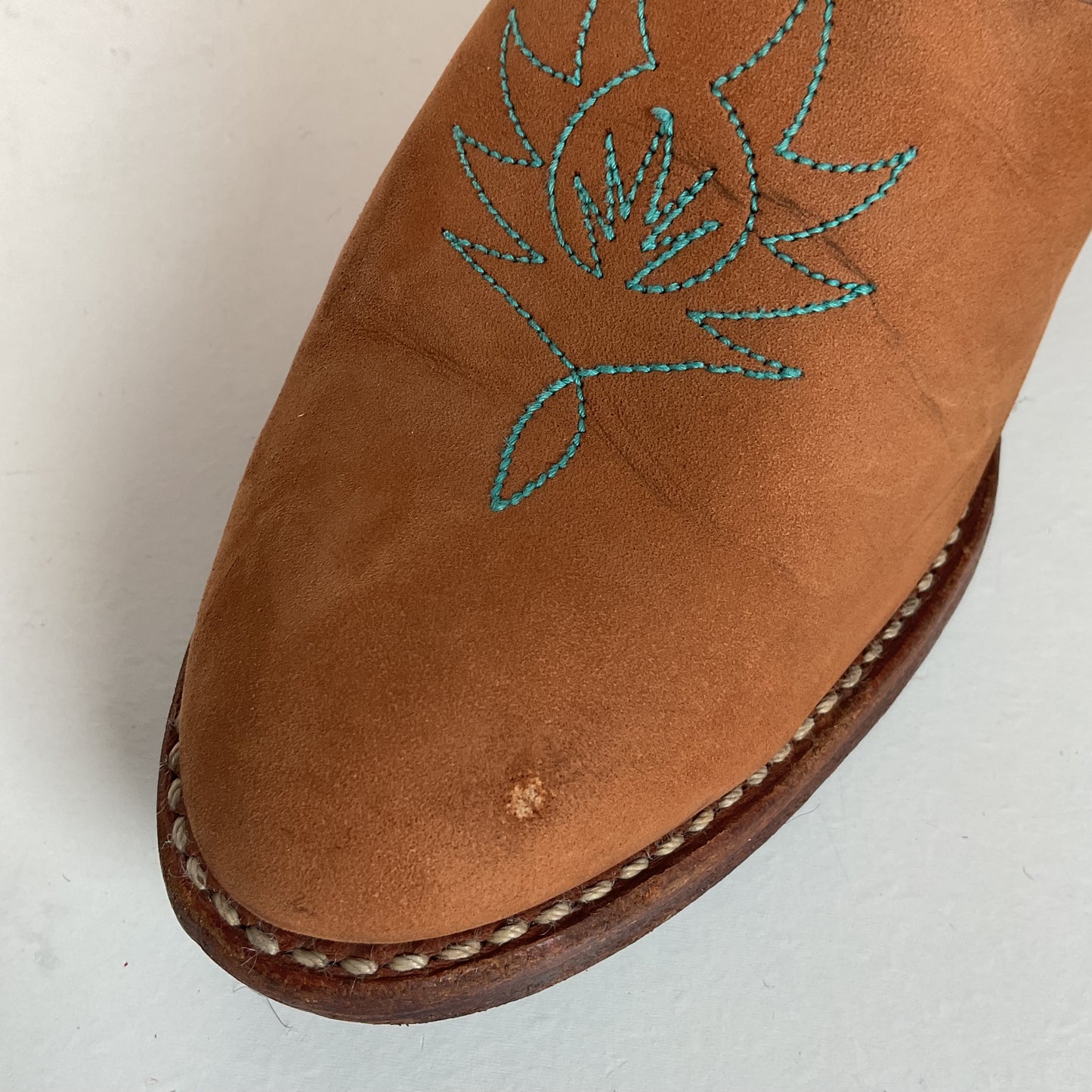 Vintage Dingo Acme Nubuck Suede Cowgirl Boots 8 M Dream Catcher Stitching