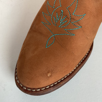 Vintage Dingo Acme Nubuck Suede Cowgirl Boots 8 M Dream Catcher Stitching