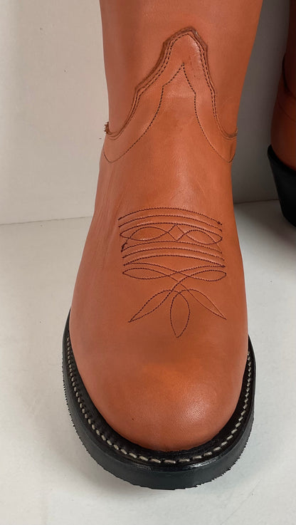 Olathe Brown Mule Cowboy Boots 9.5 D USA Made