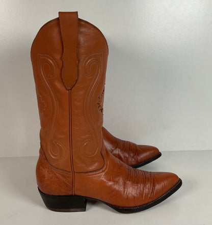 Custom Smooth Ostrich Cowboy Boots | Exotic | Tooled Inlay | Men’s 8.5