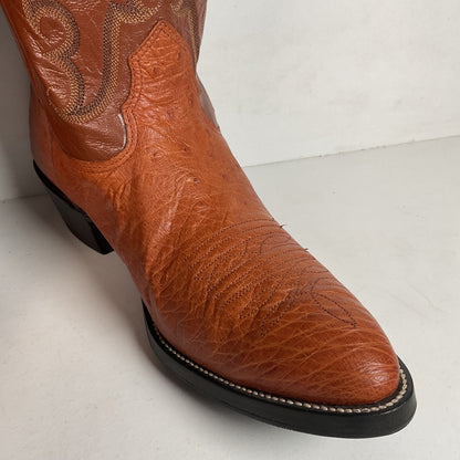 Vintage Nocona Exotic Smooth Ostrich Cowboy Boots Men’s 10.5 C Peanut Brittle