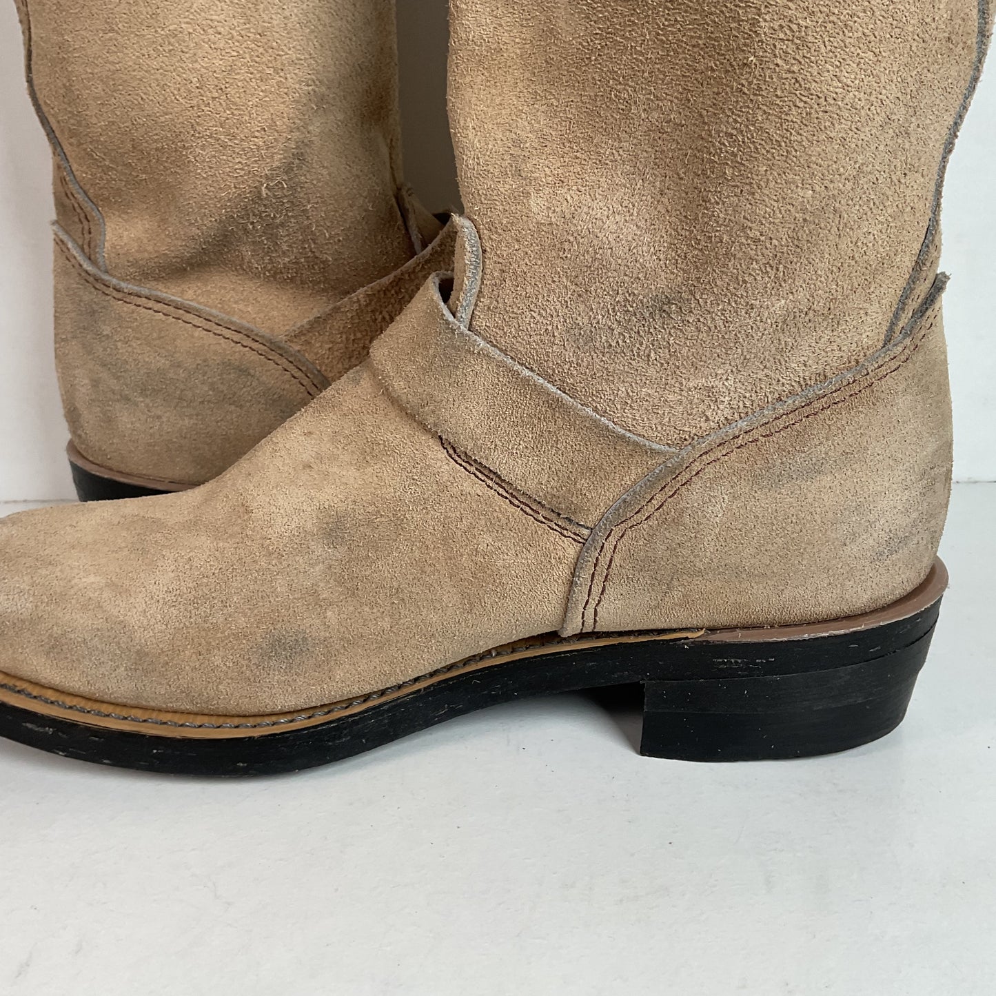 Vintage Georgia Tall Suede Harness Boots 9 M USA Made Soft Toe
